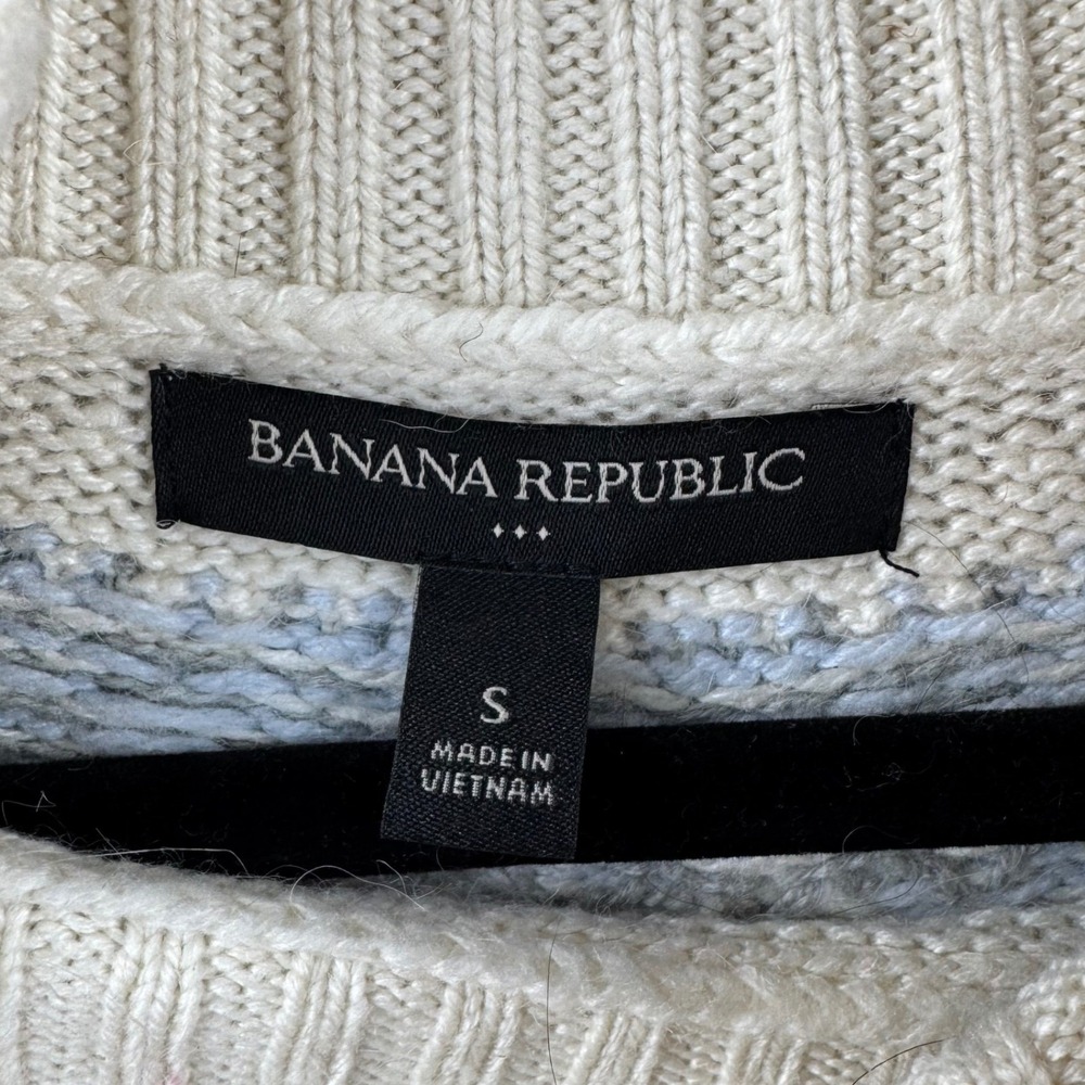 Banana‎ Republic Fair Isle Turtleneck Sweater Women Small Grey Blue Alpaca Blend - Picture 5 of 13